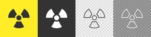 Radioactive Toxic Nuclear Set Icons On White Background. Flat Vector