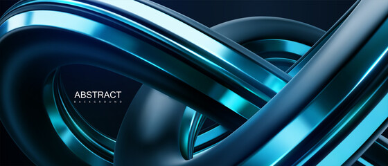 Wall Mural - abstract background with black and blue steel knot shape