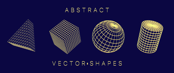 Geometric shape for design. Wireframe illustration. Molecular grid. 3d technology style. Vector illustration. Futuristic connection structure for chemistry and science.