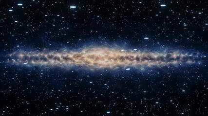 Wall Mural - animation of a stars background moving horizontally over the view of a galaxy in the distance. trave