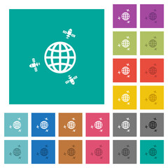 Poster - Satellite communication square flat multi colored icons