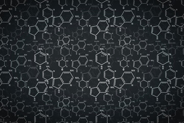 Wall Mural - Different light chemical nucleobases structures, scientific dark faded background
