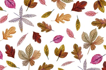 watercolor autumn leaves background vector design illustration