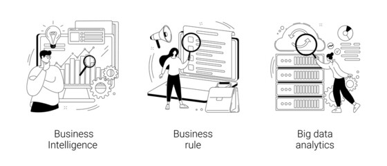 Sticker - Enterprise strategy development abstract concept vector illustrations.