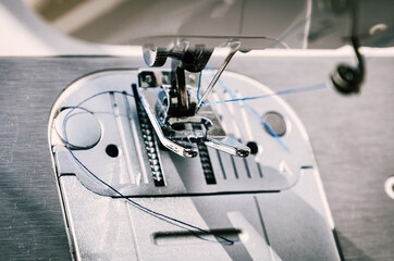 Poster - Closeup shot of a detail of a sewing equipment