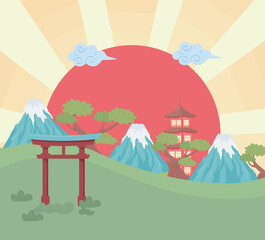 Sticker - japan landscape scenery