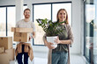 © Drazen - Young happy couple enjoys while moving into new apartment.