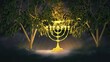 Olive trees and menorah, vision of Zechariah
