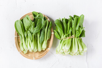 Pak Choi (Bok Choy) or Brassica chinensis green vegetable isolated on white background