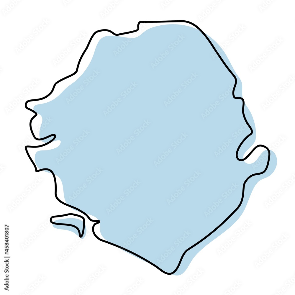 Stylized Simple Outline Map Of Sierra Leone Icon Blue Sketch Map Of