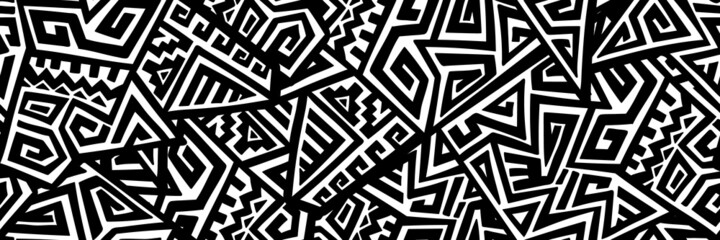 Canvas Print - Unique Geometric Vector Seamless Pattern made in ethnic style. Aztec textile print. African traditional design. Creative boho pattern. Perfect for site backgrounds, wrapping paper and fabric design.