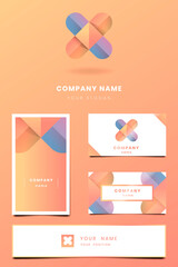 Wall Mural - Orange business card design vector set