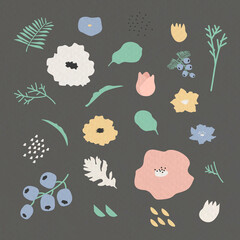 Wall Mural - Botanical pattern on gray background vector