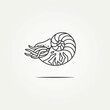 isolated nautilus ocean shell minimalist line art logo icon template vector illustration design. simple modern seashell, marine, animal logo concept