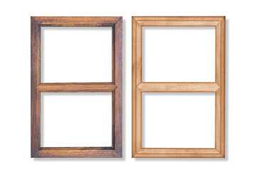 Canvas Print - Wooden picture frame isolated on white background with clipping path