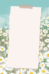 Wall Mural - Empty paper on daisy field patterned background vector
