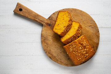 Canvas Print - Delicious vegan carrot and tangerine sponge cake with ground almonds.