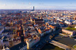 Aerial view on the city Wroclaw and Market square. Poland