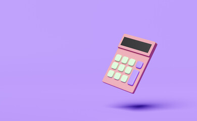 Calculator icon isolated on purple background.concept 3d illustration or 3d render
