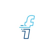 F Letter Dash Lowercase Tech Digital Fast Quick Delivery Movement Line Outline Monoline Blue Logo Vector Icon Illustration