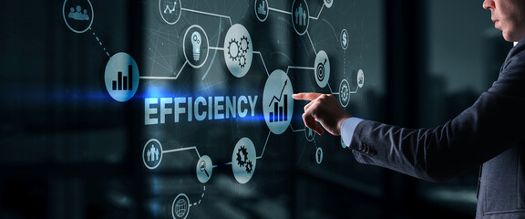 Wall Mural - efficiency. businessman presses the inscription on the virtual screen