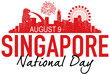 Singapore National Day banner with landmarks of Singapore