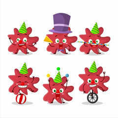 Sticker - Cartoon character of minunacovirus with various circus shows