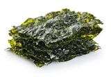 Fototapeta  - Crispy nori seaweed korean snack isolated on white background. With clipping path.