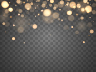 Aufkleber - Shining bokeh isolated on transparent background. Golden bokeh lights with glowing particles isolated. Christmas concept