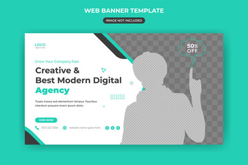 Wall Mural - web banner and website cover creative business digital marketing agency social media post template