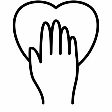 honesty heart hand solidarity single isolated icon with outline style