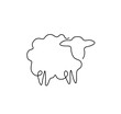 Vector isolated small simple sheep one line single line drawing.  Ram, lamb graphic black line icon, logotype, symbol