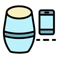Sticker - Smart speaker smartphone icon. Outline smart speaker smartphone vector icon color flat isolated