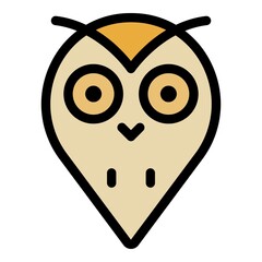 Sticker - Owl head blob icon. Outline owl head blob vector icon color flat isolated