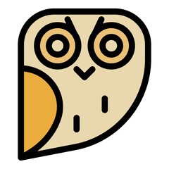 Sticker - Fat owl icon. Outline fat owl vector icon color flat isolated
