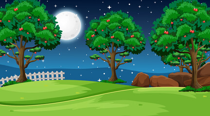 Canvas Print - Blank nature park landscape at night scene