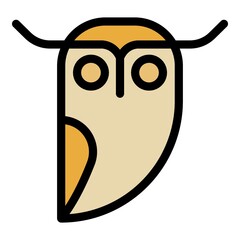 Sticker - Stylized owl silhouette icon. Outline stylized owl silhouette vector icon color flat isolated