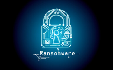 Wall Mural - ransomware virus with padlock