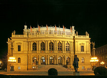 The Rudolfinum Prague At Night, A Neo-renaissance Building Which Is Home To The Czech Philharmonic Orchestra. Czech Republic- UNESCO World Heritage Site