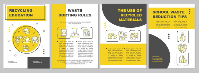 Ecological education brochure template. Environmental problems. Flyer, booklet, leaflet print, cover design with linear icons. Vector layouts for presentation, annual reports, advertisement pages