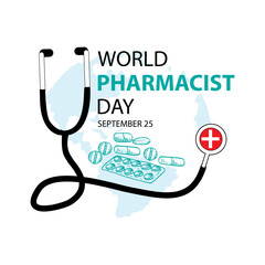 World pharmacist day poster concept. September 25. 