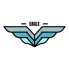 Wall Mural - Eagle air borne logo. Outline eagle air borne vector logo color flat isolated