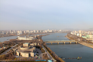 Poster - Yanggakdo, a small island in the Taedong River that flows through Pyongyang