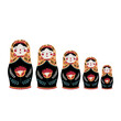 Matryoshka Russian Nesting Doll. Traditional Russian Culture. Folk toy. Babushka doll. Hand drawn vector illustration. 