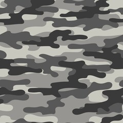 Wall Mural - grey Camouflage texture seamless. Abstract military camouflage background for fabric. Vector illustration