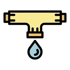 Wall Mural - Pipe water drop icon. Outline pipe water drop vector icon color flat isolated