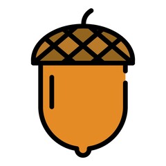 Wall Mural - oak acorn icon. outline oak acorn vector icon color flat isolated