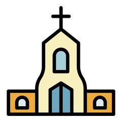 Canvas Print - Spiritual church icon. Outline spiritual church vector icon color flat isolated