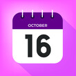 © Wallace Ferreira - October day 16. Number sixteen on a white paper with purple color border on a pink background vector.