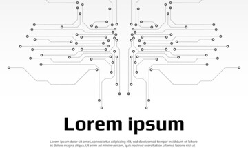 Fototapete - Circuit Board Hi Technology Grayscale Color Tone Pattern For Infographic Vector Background